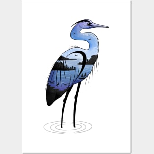 Great blue heron on the Pacific west coast Posters and Art